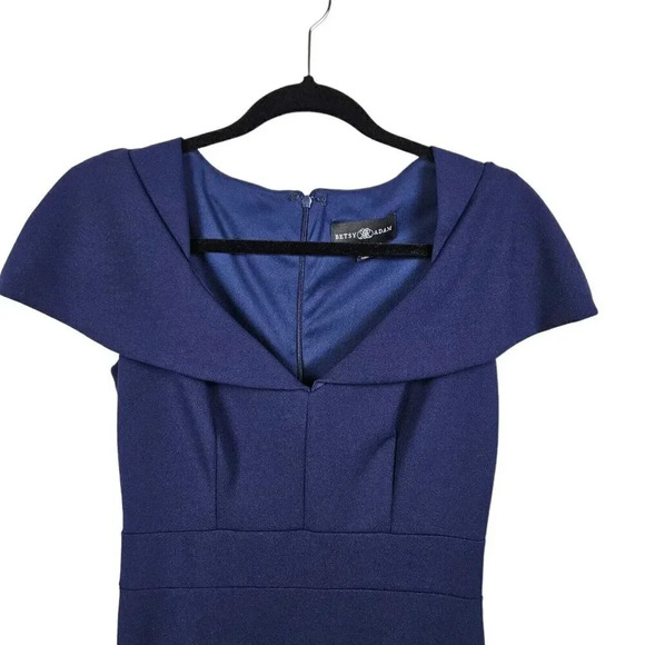 Betsy & Adam Blue Cap‎ Sleeve Full Length Gown Dress Slit Size 6 NWT New - Picture 4 of 11